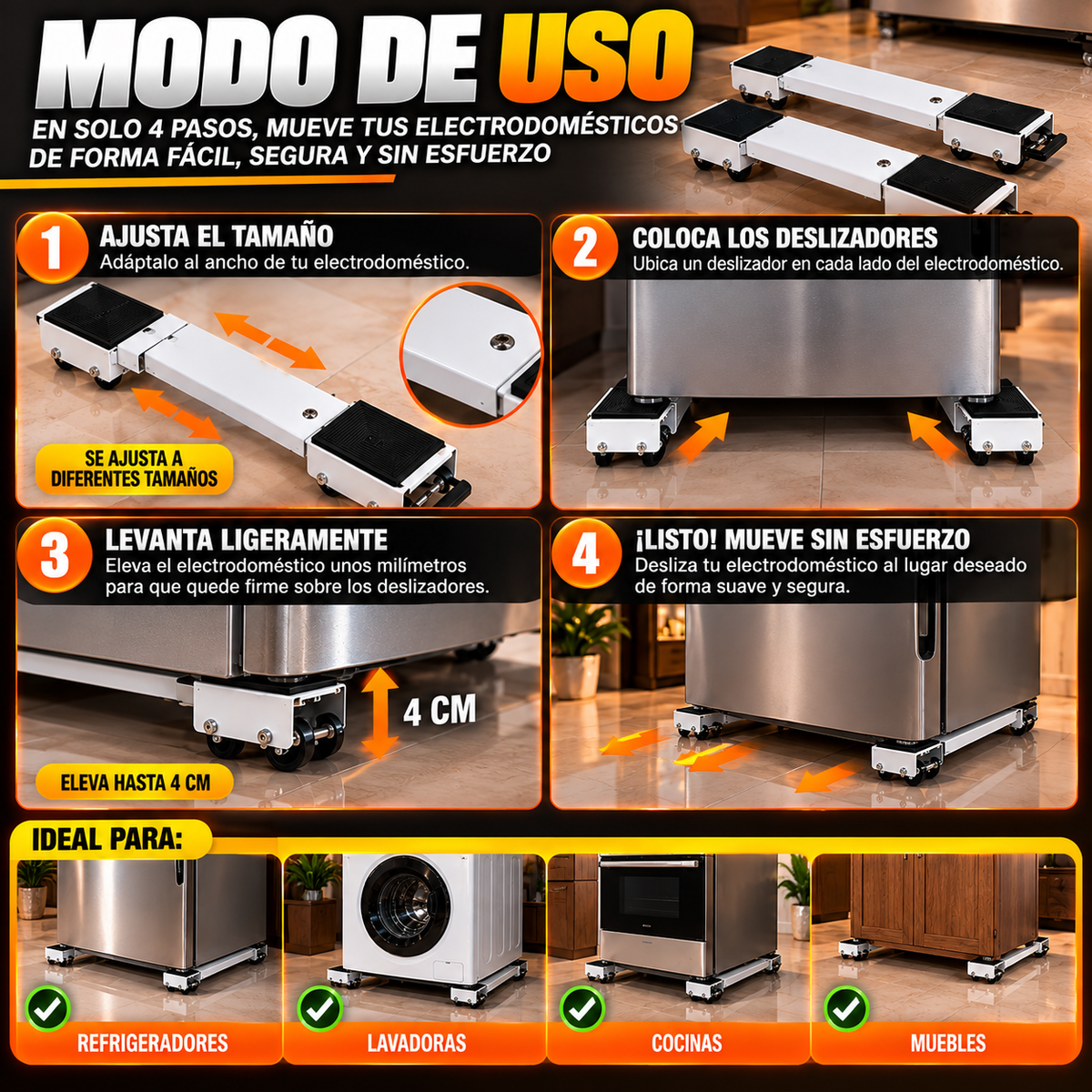 EASYMOVE™ DESLIZA TUS ELECTRODOMÉSTICOS DE FORMA FÁCIL Y SEGURA
