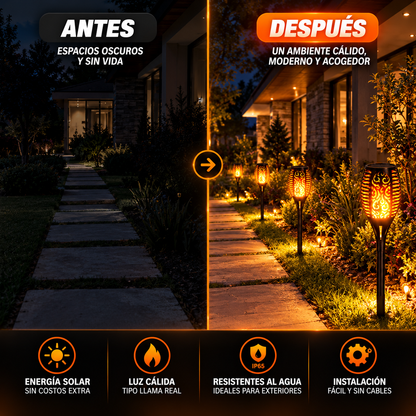 SOLAR FLAME™ | TRANSFORMA TU JARDIN CON UNA LUZ CÁLIDA Y ACOGEDORA