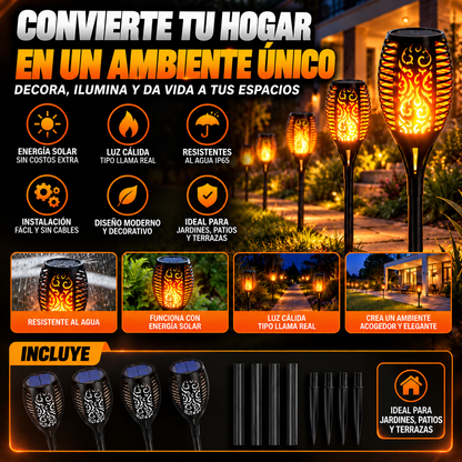 SOLAR FLAME™ | TRANSFORMA TU JARDIN CON UNA LUZ CÁLIDA Y ACOGEDORA