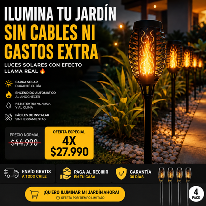 SOLAR FLAME™ | TRANSFORMA TU JARDIN CON UNA LUZ CÁLIDA Y ACOGEDORA