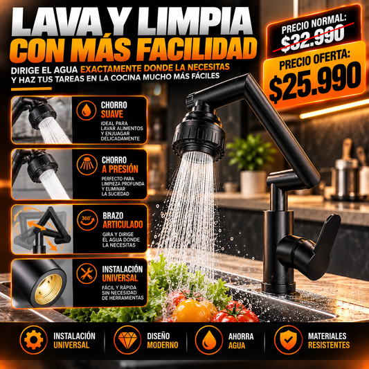 Grifo Cocina Brazo Giratorio Universal