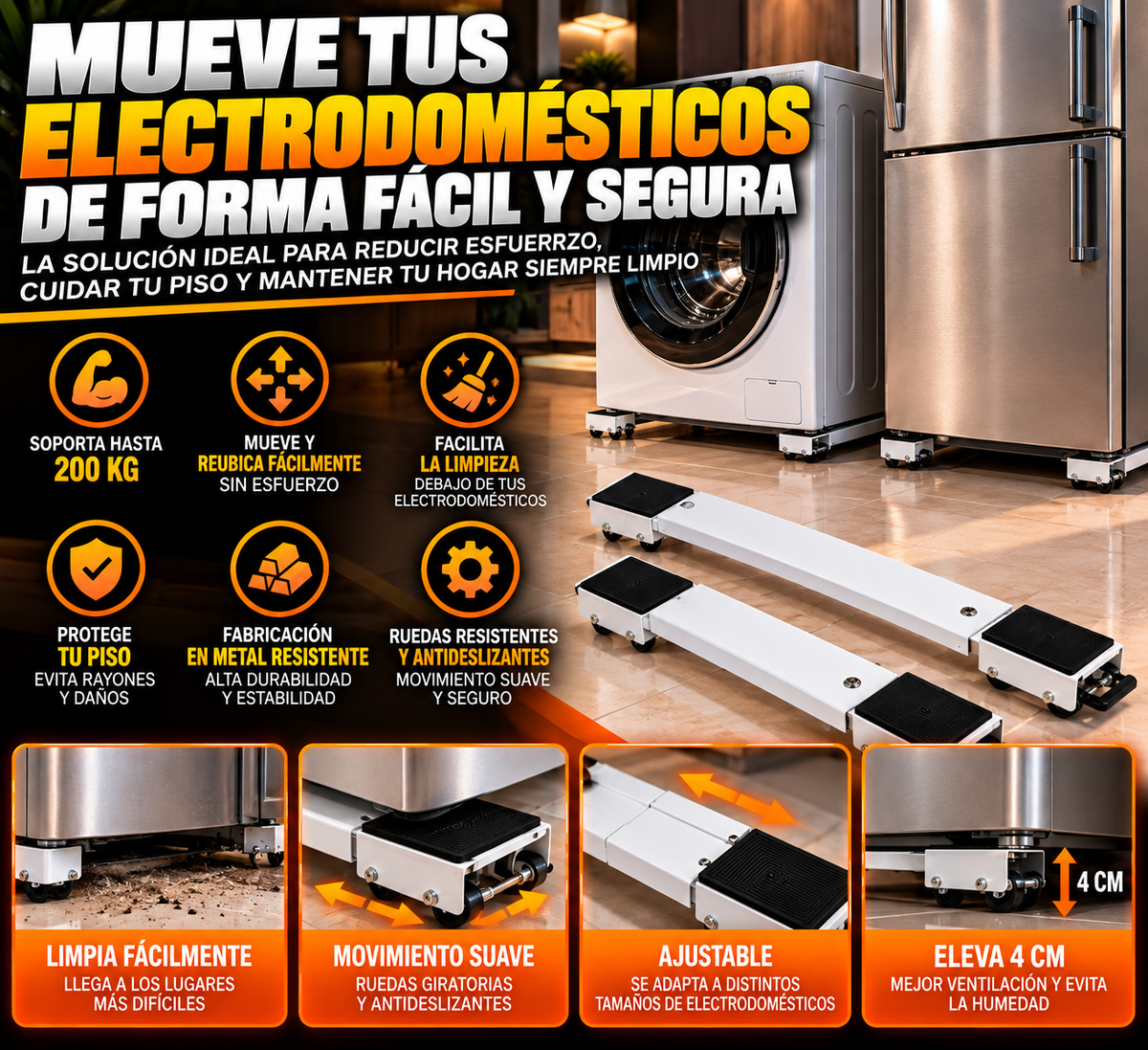 EASYMOVE™ DESLIZA TUS ELECTRODOMÉSTICOS DE FORMA FÁCIL Y SEGURA